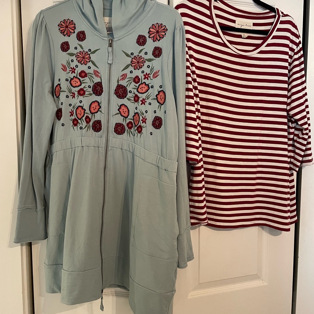 Evy’s Tree Anne-Marie 1x Floral Embroidered Zip Hoodie & Ramona XL top EUC